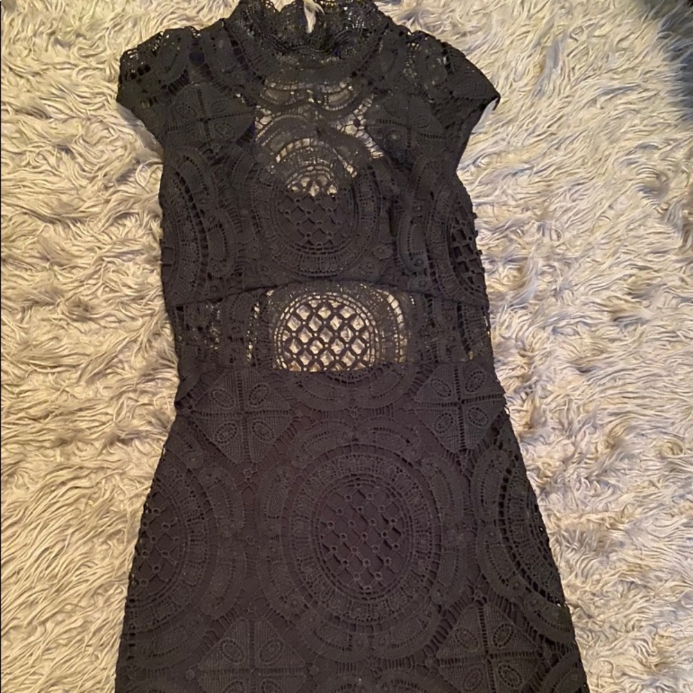 Black mini lace dress